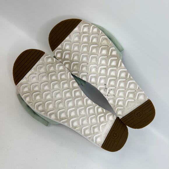 Ugg Joan Platform Slide Sandal Size 7 Aqua Blue Suede Bow Open Toe Comfort - Picture 8 of 10